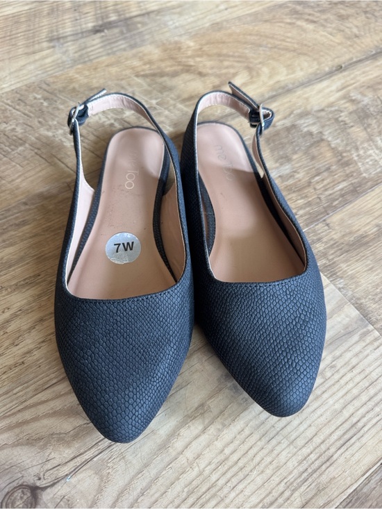 me too Shoes - Me Too Evrett pointed-toe slingback flats black faux-snakeskin size 7W